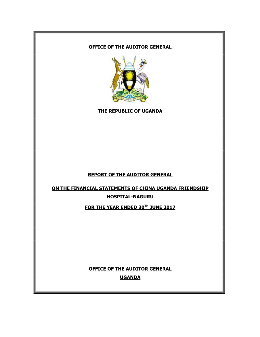 Office of the Auditor General the Republic of Uganda