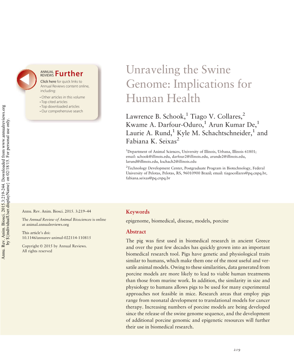 Unraveling the Swine Genome: Implications for Human Health