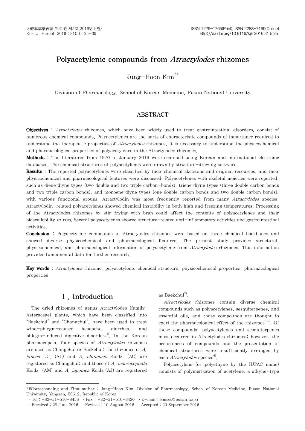 Polyacetylenic Compounds from Atractylodes Rhizomes