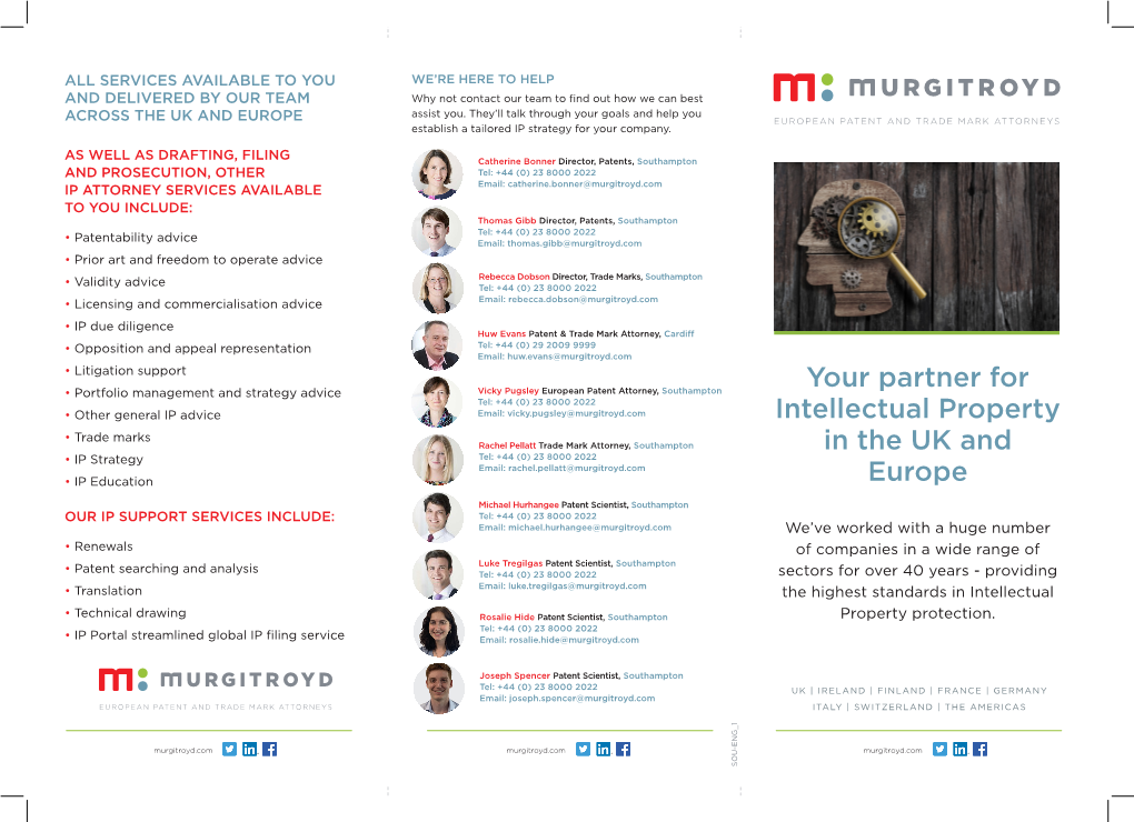 Your Partner for Intellectual Property in the UK and Europe