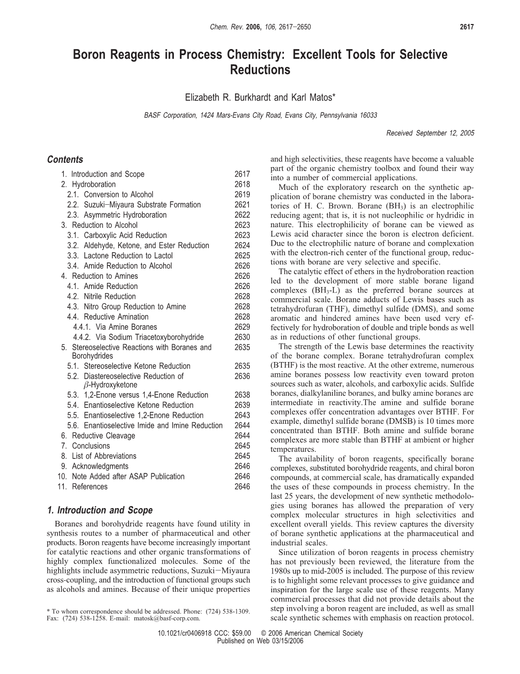 Boron Reagents in Process Chemistry: Excellent Tools for Selective Reductions