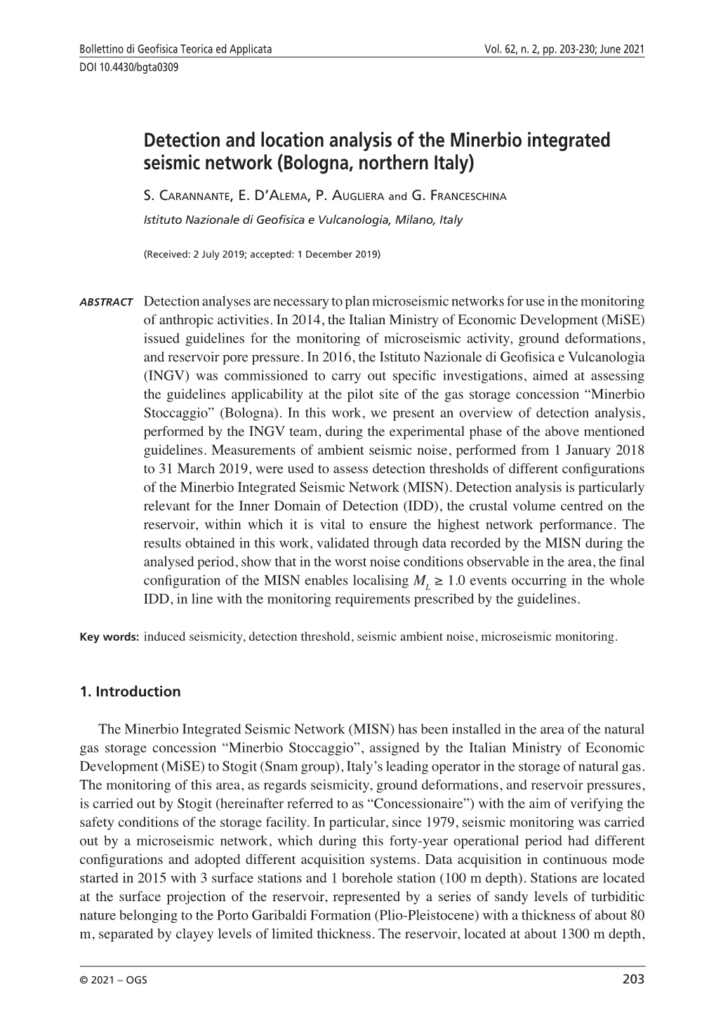Detection and Location Analysis of the Minerbio Integrated Seismic Network (Bologna, Northern Italy)