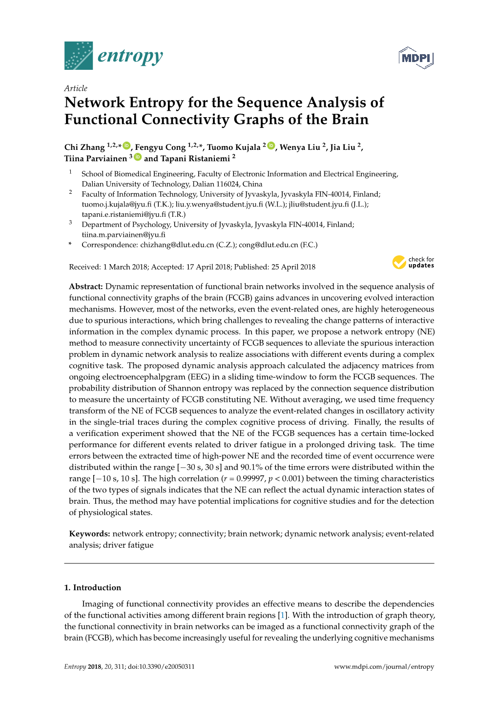 Network Entropy for the Sequence Analysis of Functional Connectivity Graphs of the Brain