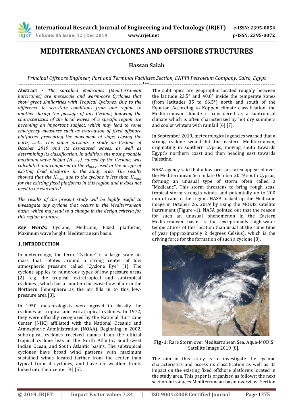 Mediterranean Cyclones and Offshore Structures