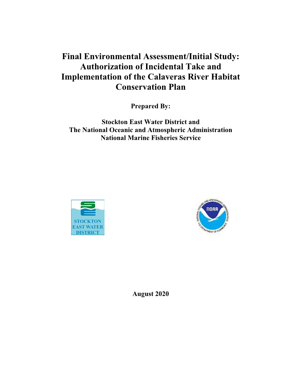 Calaveras River HCP Environmental Assessment Initial Study