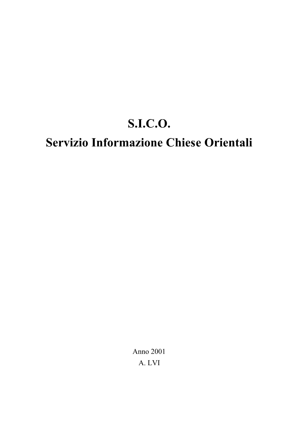 S.I.C.O. Servizio Informazione Chiese Orientali