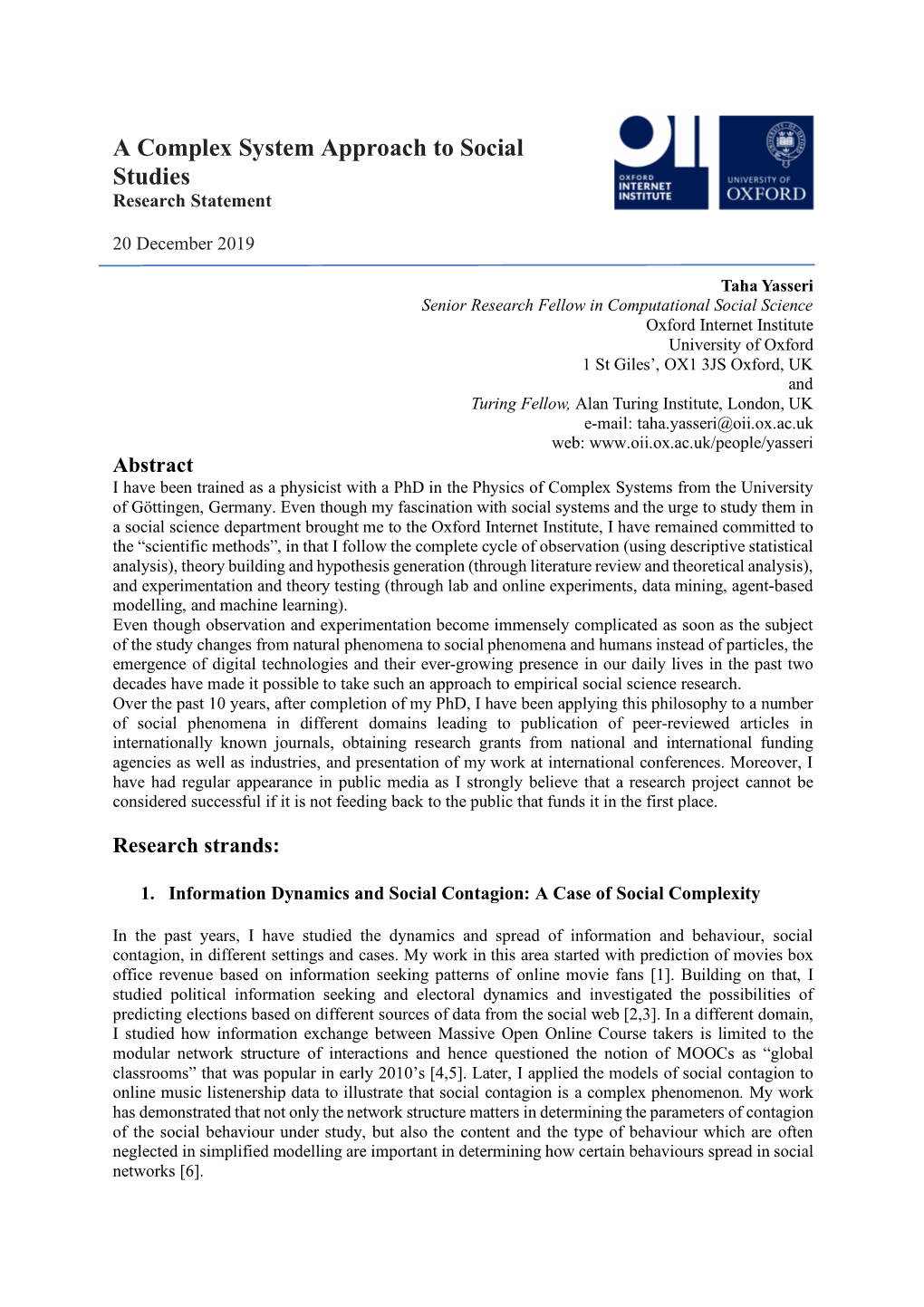 A Complex System Approach to Social Studies Research Statement