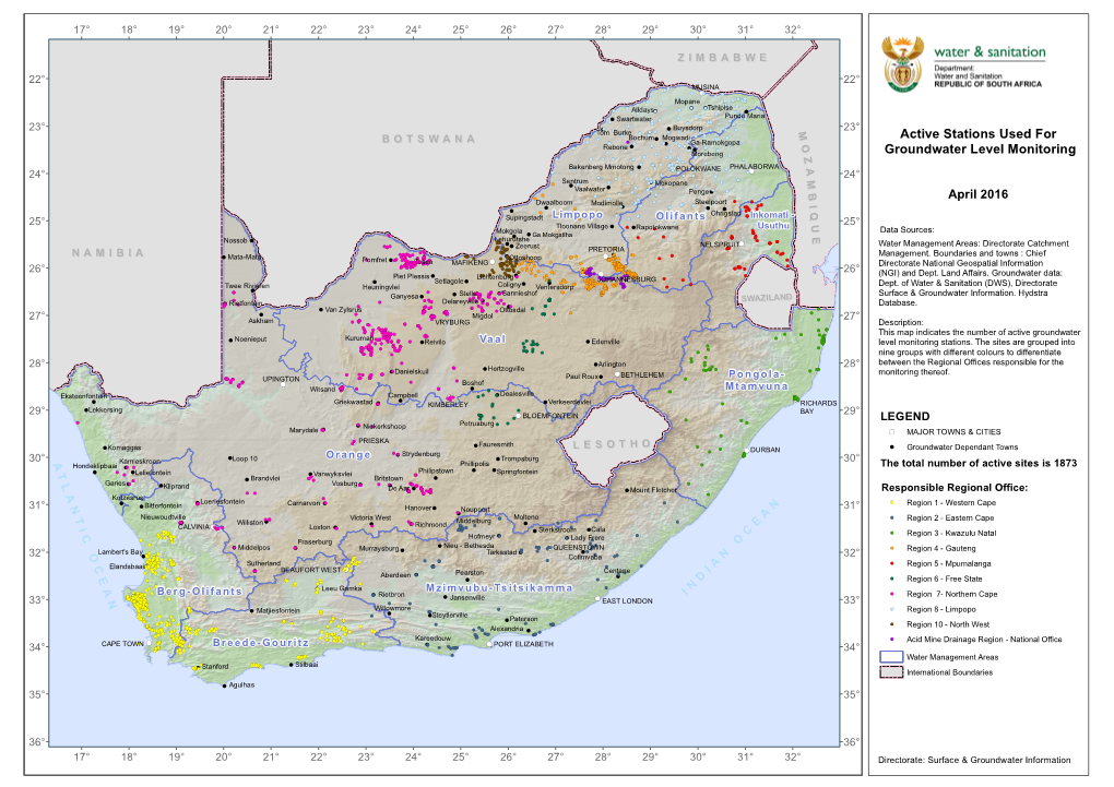 April 2016 Active Stations Used for Groundwater Level Monitoring