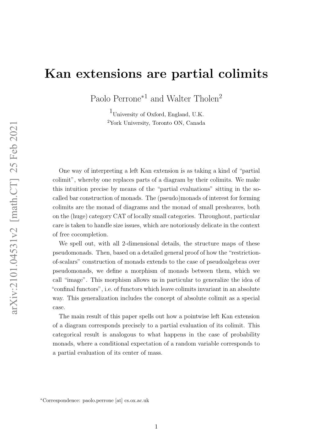 Kan Extensions Are Partial Colimits, As Claimed by the Paper’S Title