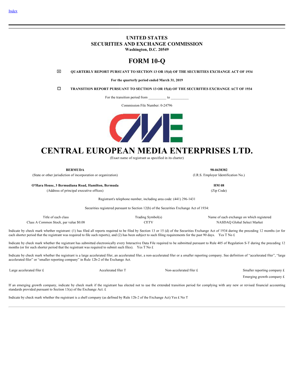 CENTRAL EUROPEAN MEDIA ENTERPRISES LTD. (Exact Name of Registrant As Specified in Its Charter)