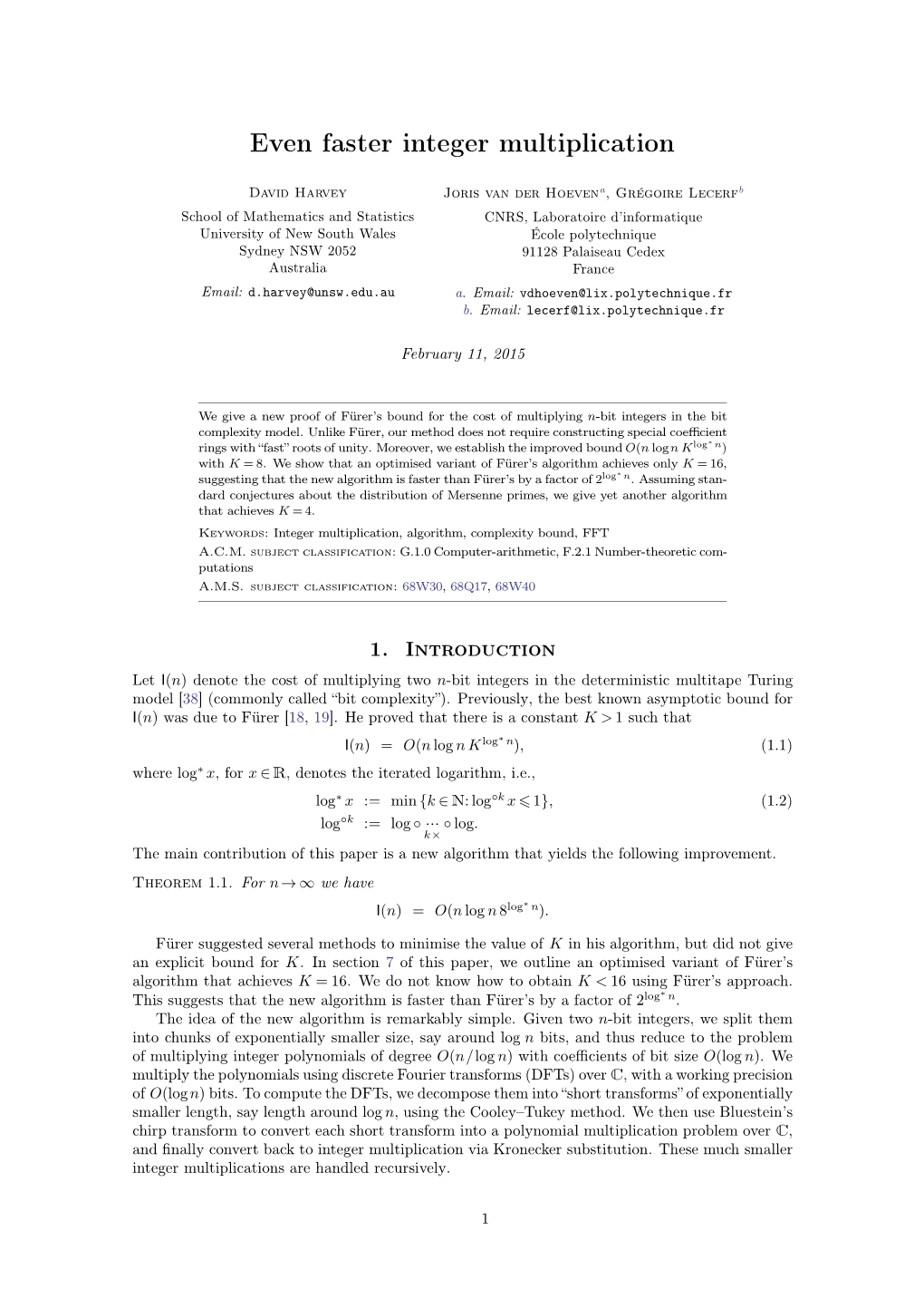 Even Faster Integer Multiplication