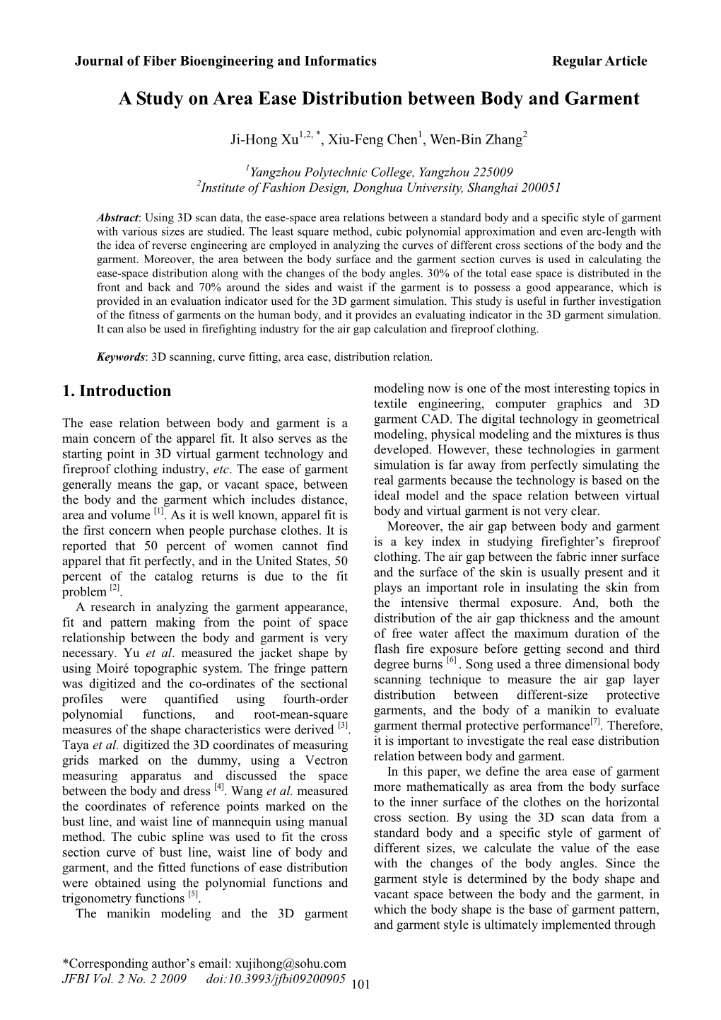 A Study on Area Ease Distribution Between Body and Garment