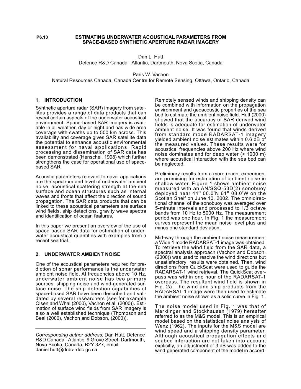 1. INTRODUCTION Synthetic Aperture Radar (SAR) Imagery from Satel