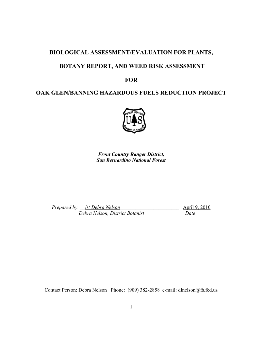 Biological Assessment/Evaluation for Plants