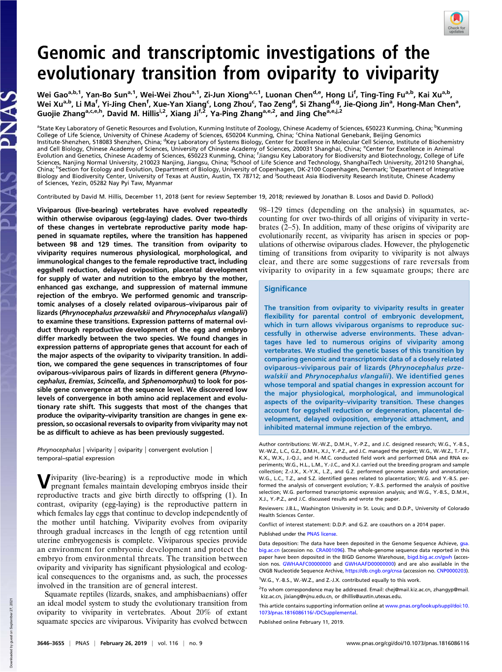 Genomic and Transcriptomic Investigations of the Evolutionary Transition from Oviparity to Viviparity