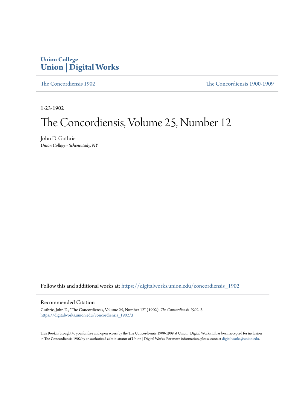 The Concordiensis, Volume 25, Number 12