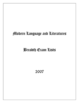 Modern Language and Literatures