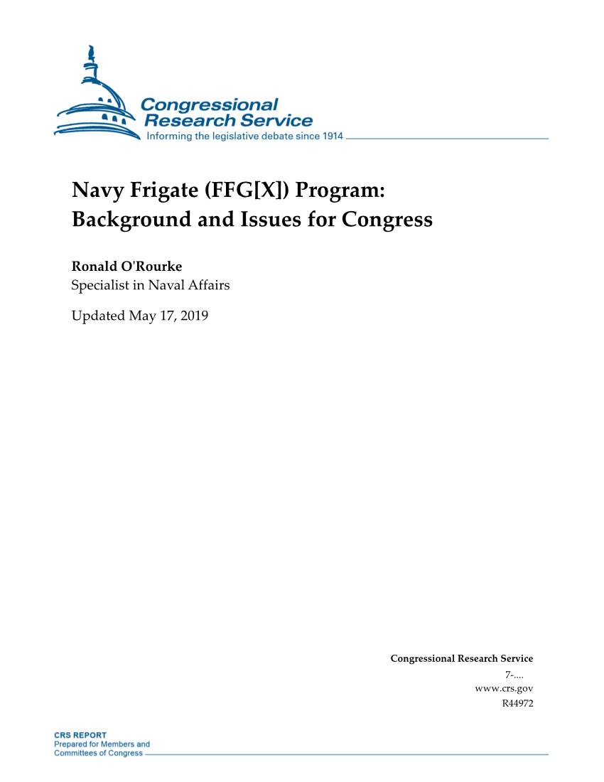 Navy Frigate (FFG[X]) Program: Background and Issues for Congress