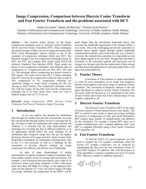Image Compression, Comparison Between Discrete Cosine Transform and Fast Fourier Transform and the Problems Associated with DCT