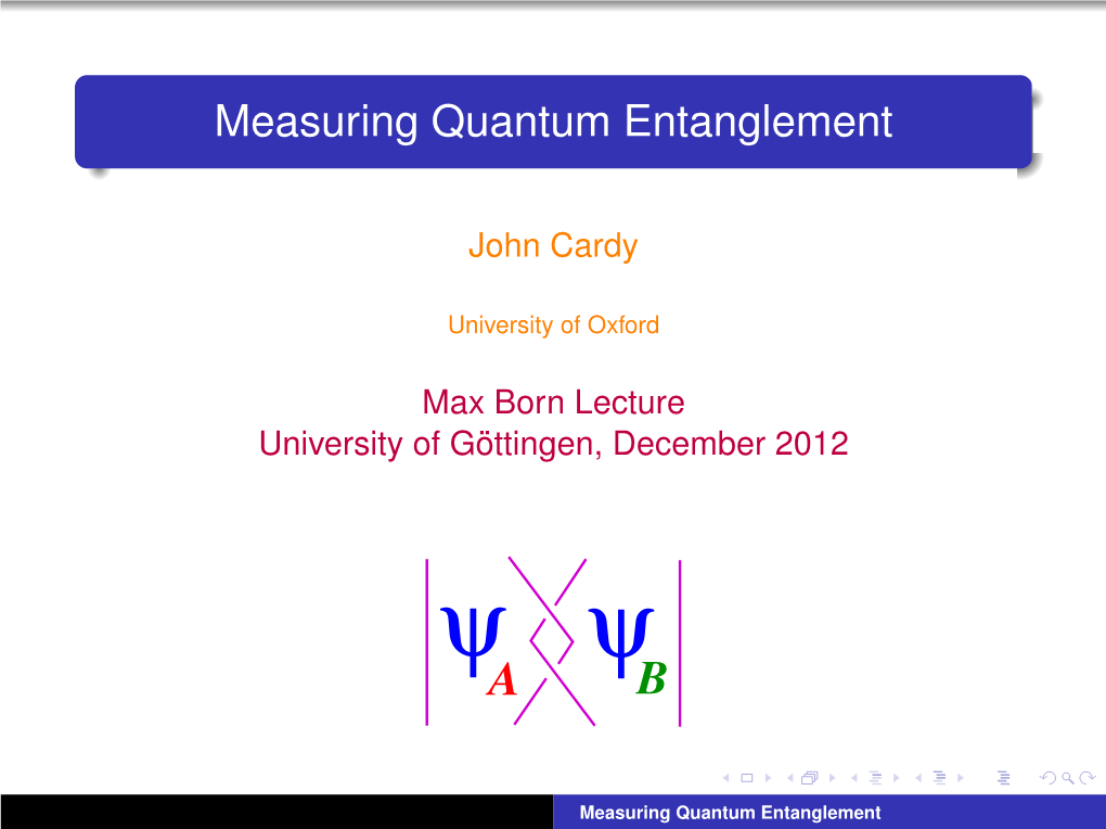 Measuring Quantum Entanglement