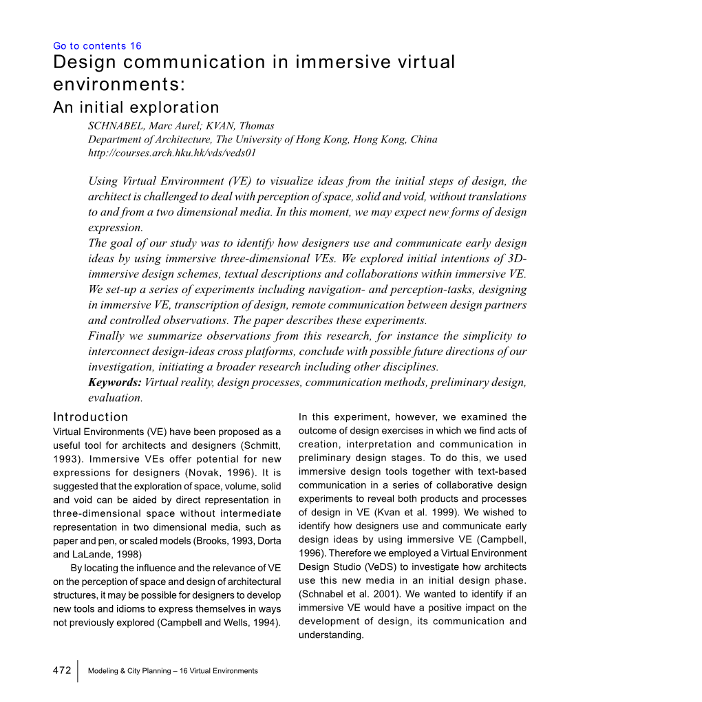Design Communication in Immersive Virtual Environments