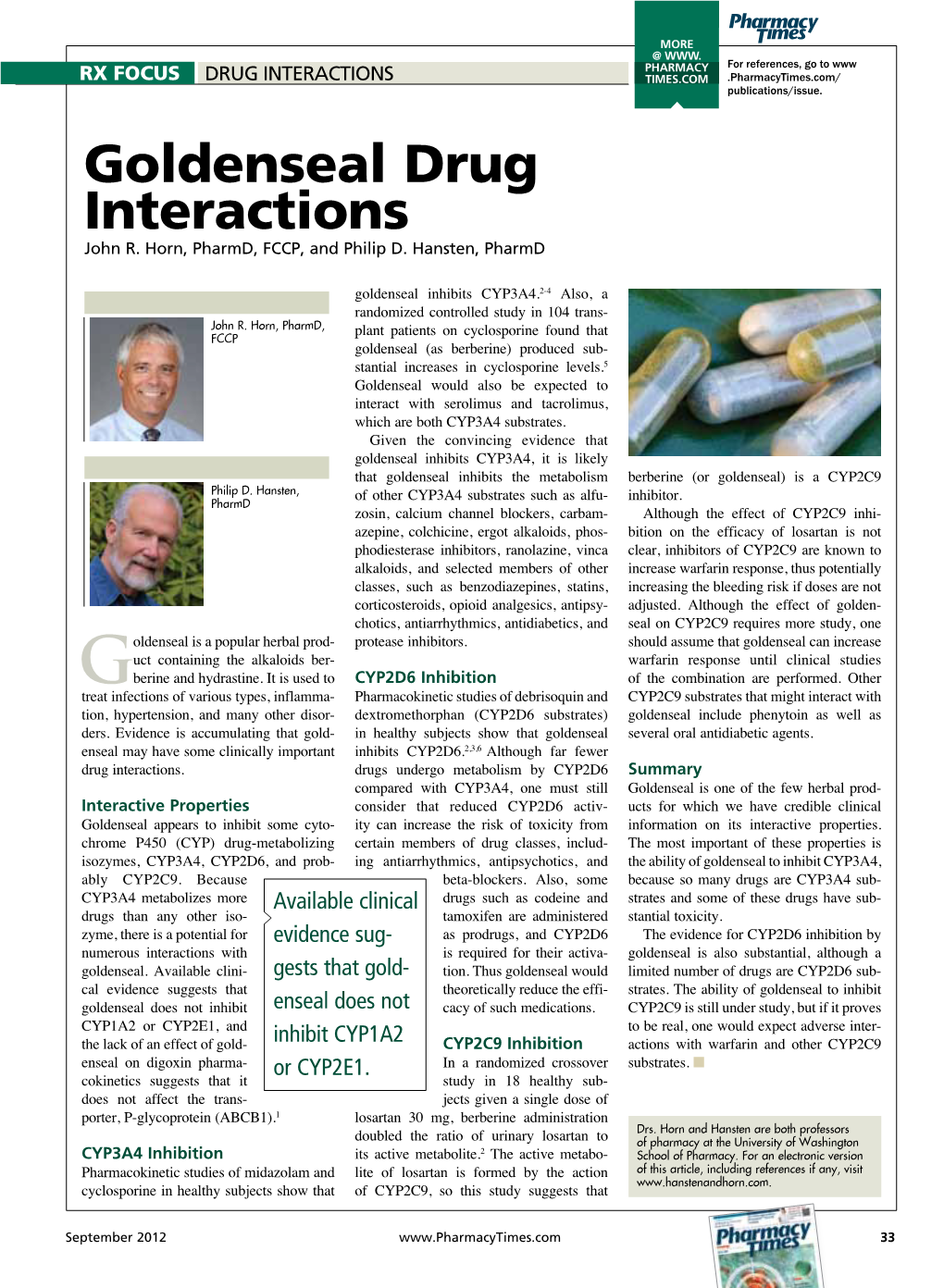 Goldenseal Drug Interactions John R
