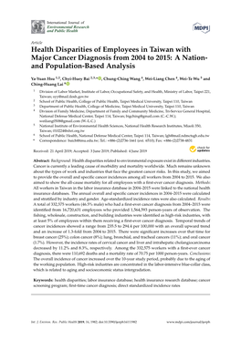 Health Disparities of Employees in Taiwan with Major Cancer Diagnosis from 2004 to 2015: a Nation- and Population-Based Analysis