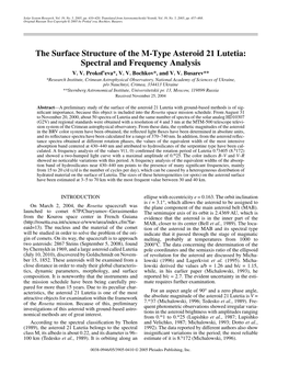 The Surface Structure of the M-Type Asteroid 21 Lutetia: Spectral and Frequency Analysis V