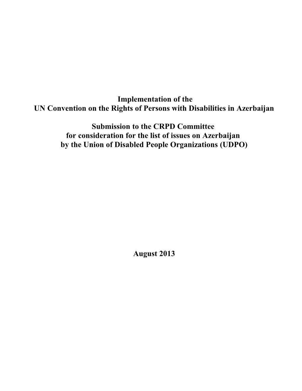 UN Convention on the Rights of Persons with Disabilities in Azerbaijan