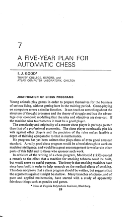 A Five-Year Plan for Automatic Chess