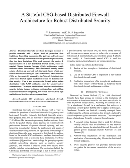 A Stateful CSG-Based Distributed Firewall Architecture for Robust Distributed Security
