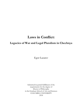 Laws in Conflict: Legacies of War and Legal Pluralism in Chechnya