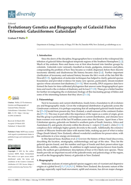 Evolutionary Genetics and Biogeography of Galaxiid Fishes (Teleostei: Galaxiiformes: Galaxiidae)