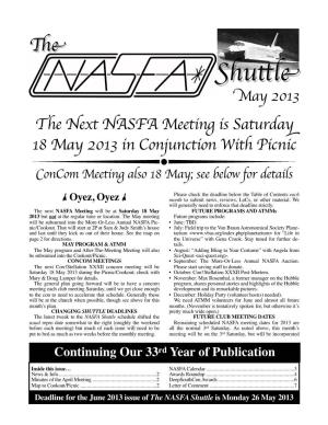 May 3013 NASFA Shuttle