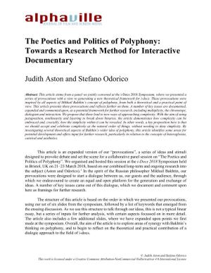 The Poetics and Politics of Polyphony: Towards a Research Method for Interactive Documentary