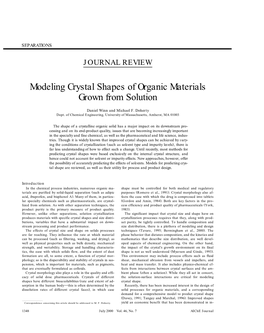 Modeling Crystal Shapes of Organic Materials Grown from Solution