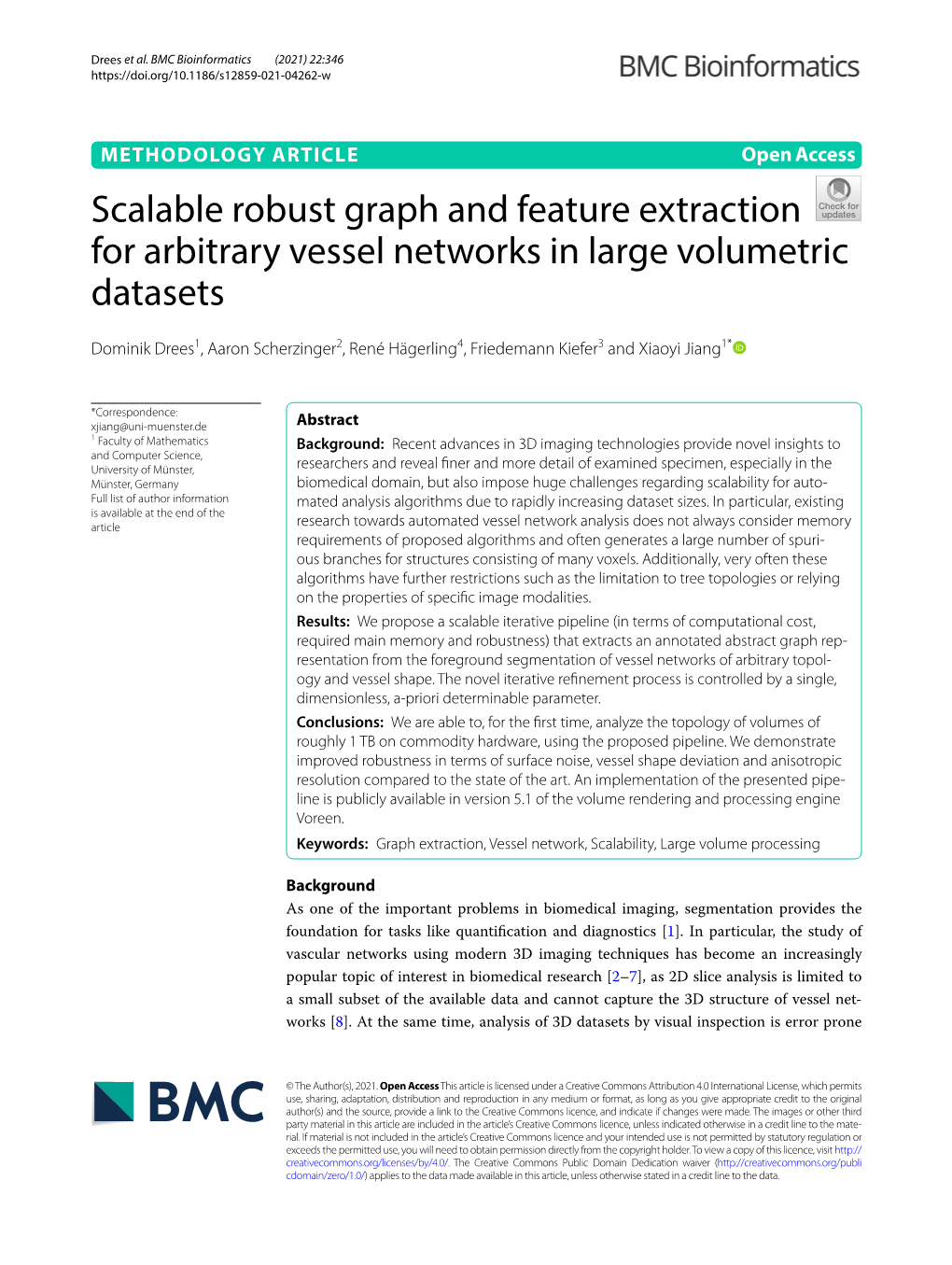 Scalable Robust Graph and Feature Extraction for Arbitrary Vessel Networks in Large Volumetric Datasets