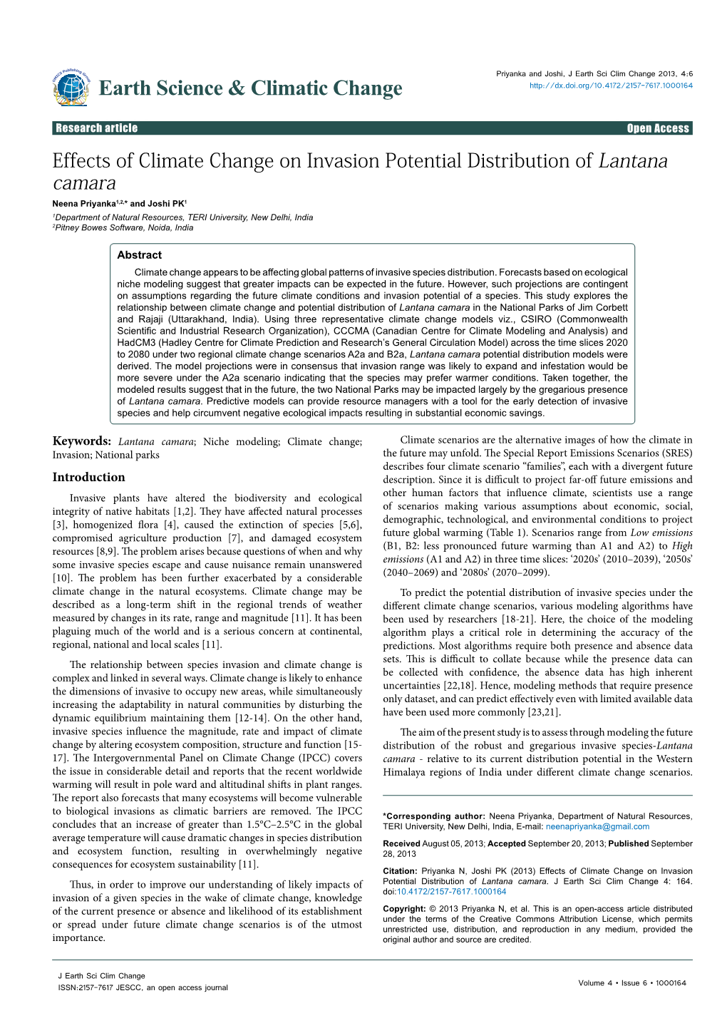 Effects of Climate Change on Invasion Potential Distribution Of