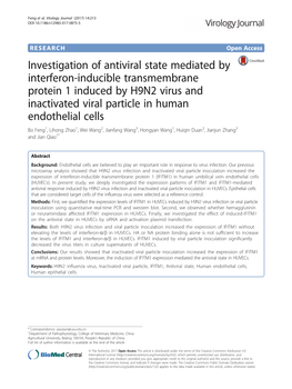 Investigation of Antiviral State Mediated by Interferon-Inducible