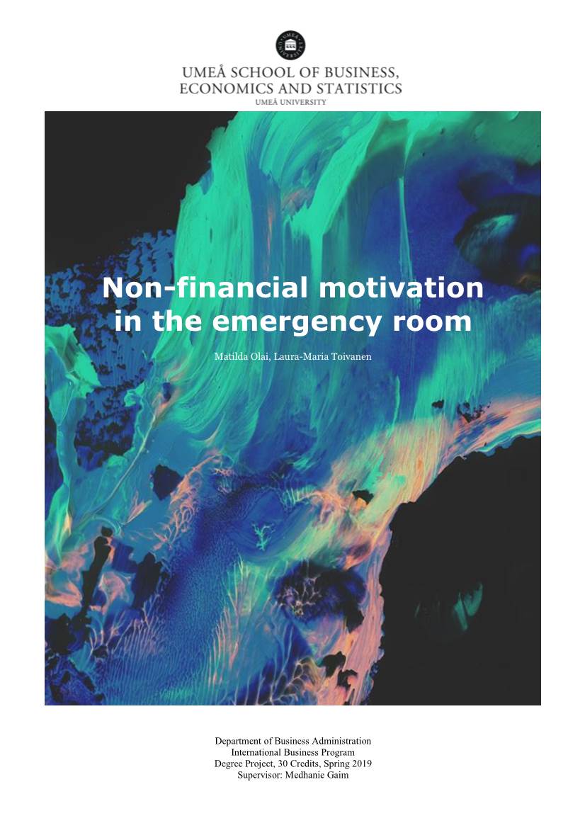 Non-Financial Motivation in the Emergency Room
