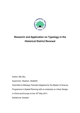 Research and Application on Typology in the Historical District Renewal
