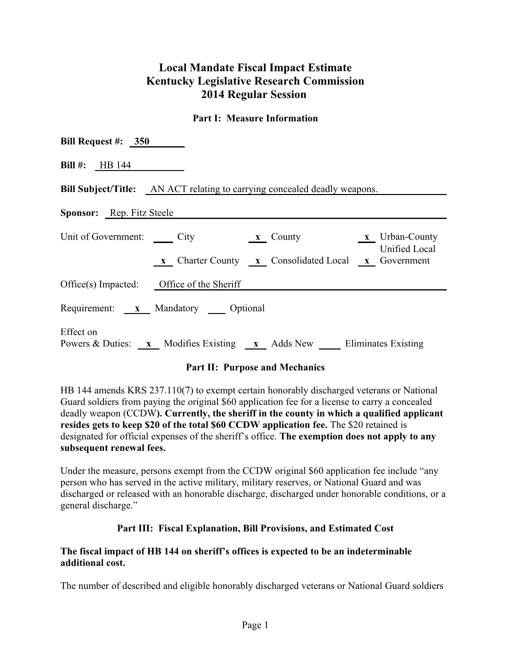 Commonwealth of Kentucky s79