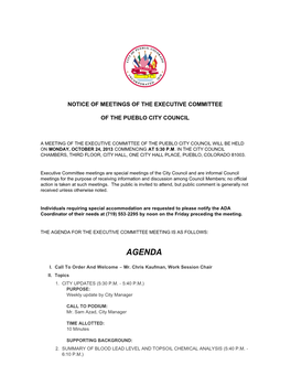 Agenda for the Executive Committee Meeting Is As Follows