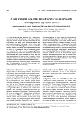 A Case of Cardiac Tamponade Caused by Tuberculous Pericarditis