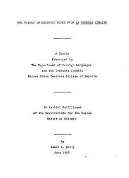 A Thesis Presented to the Department of Foreign Languages and the Graduate Council Kansas State Teachers College of Emporia