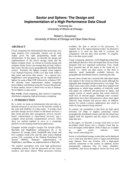 Sector and Sphere: the Design and Implementation of a High Performance Data Cloud Yunhong Gu University of Illinois at Chicago