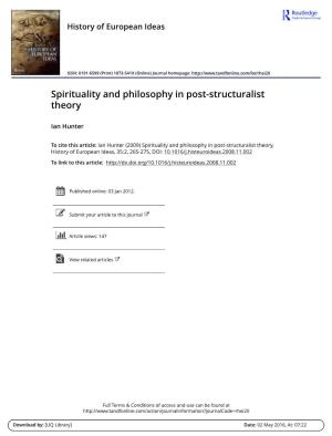 Spirituality and Philosophy in Post-Structuralist Theory