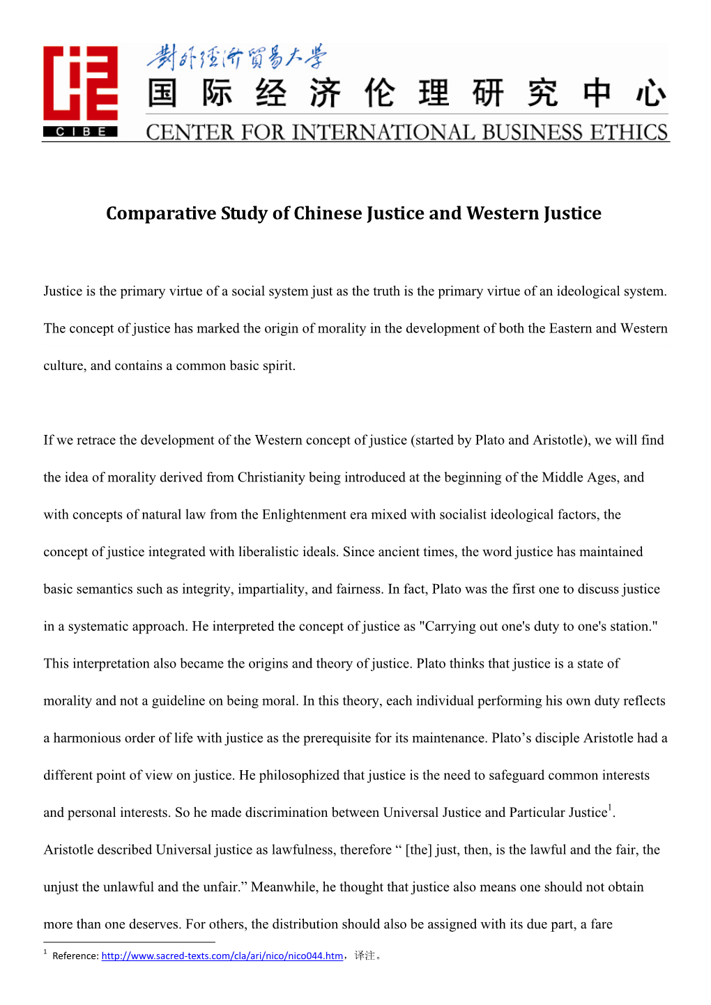Comparative Study of Chinese Justice and Western Justice牋
