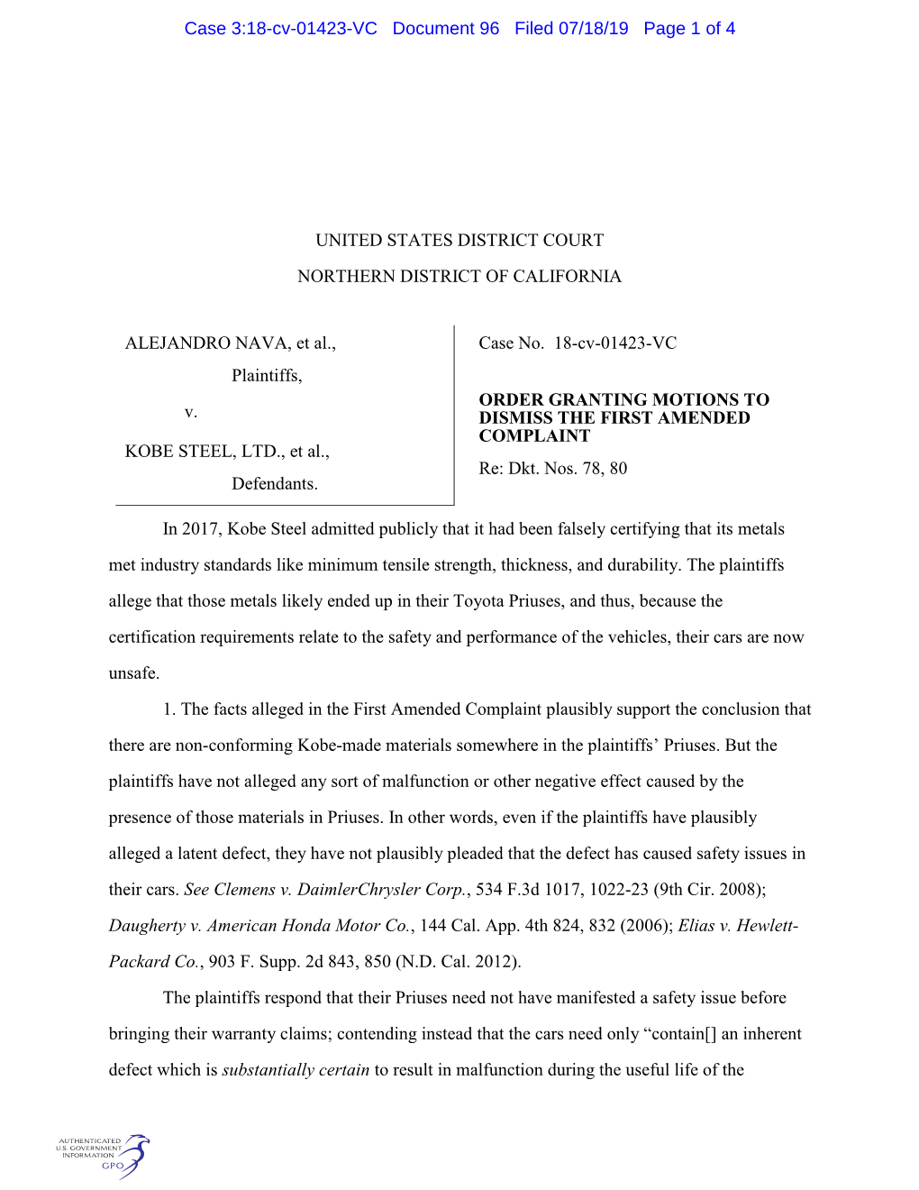 United States District Court Northern District of California