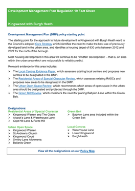 Development Management Plan Regulation 19 Fact Sheet